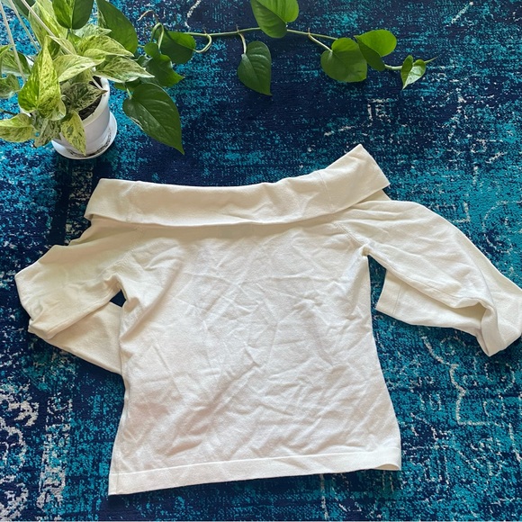 Peter Som Collective Off the Shoulder Cream Crop Sweater Womens Small - Picture 4 of 4
